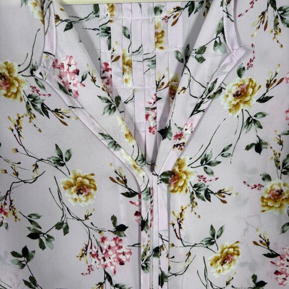 Bobeau Blouse Small Pink‎ Floral Pintuck Flowy Sheer Popover Feminine Cottage - Picture 4 of 12